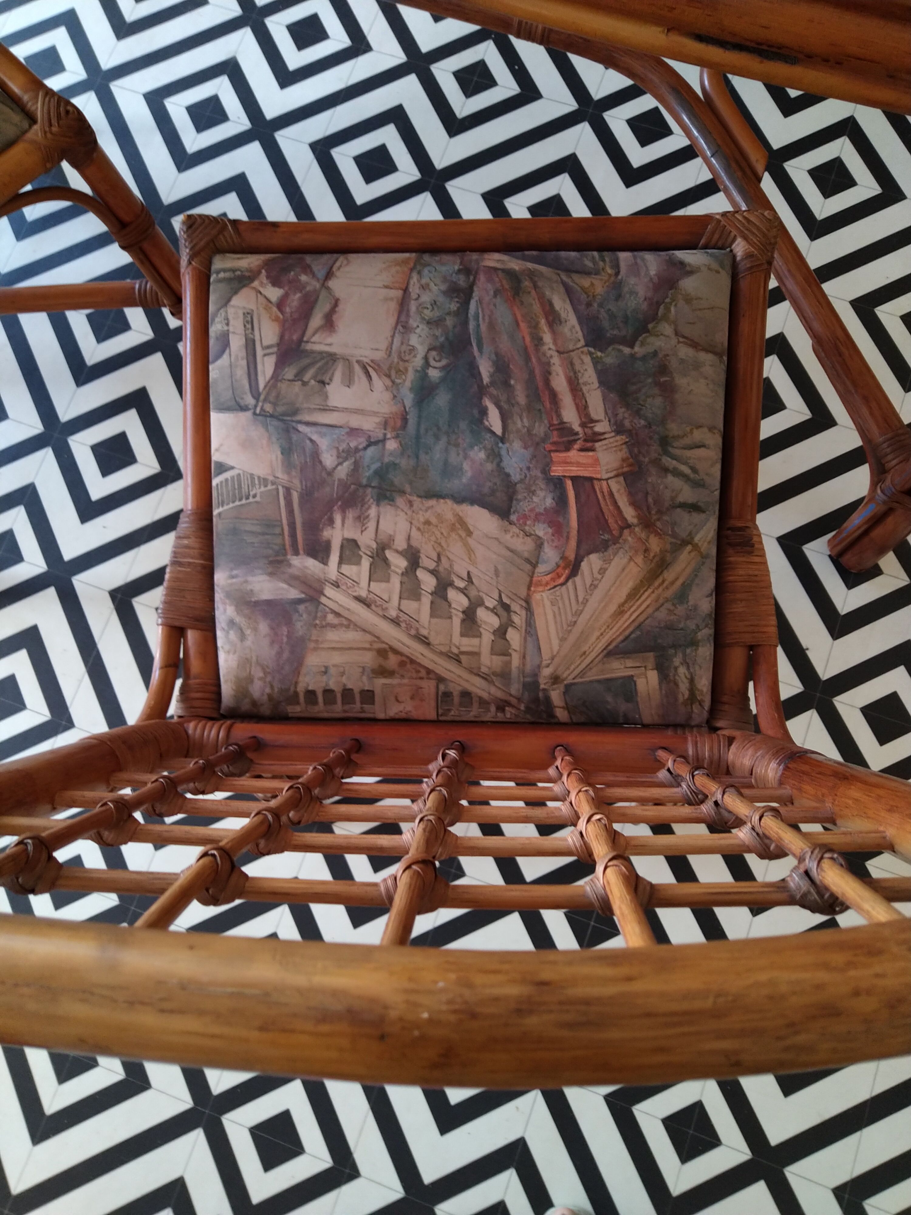 Rattan table and chairs 1960