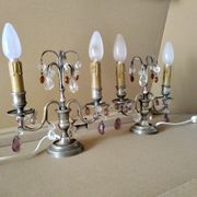 Pair of girandole lamps and silver metal
