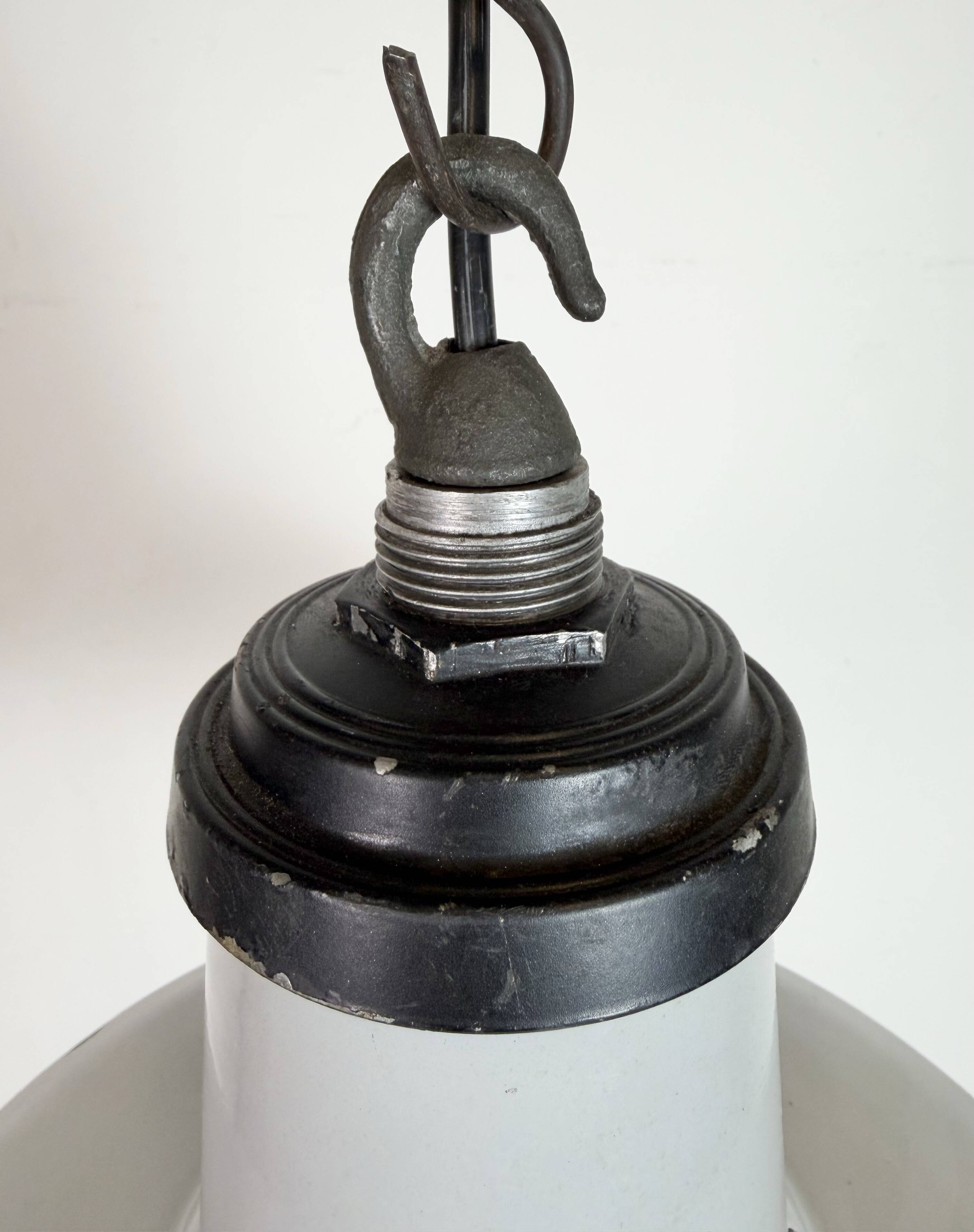 Industrial Grey Enamel Factory Pendant Lamp, 1960s