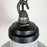 Industrial Grey Enamel Factory Pendant Lamp, 1960s