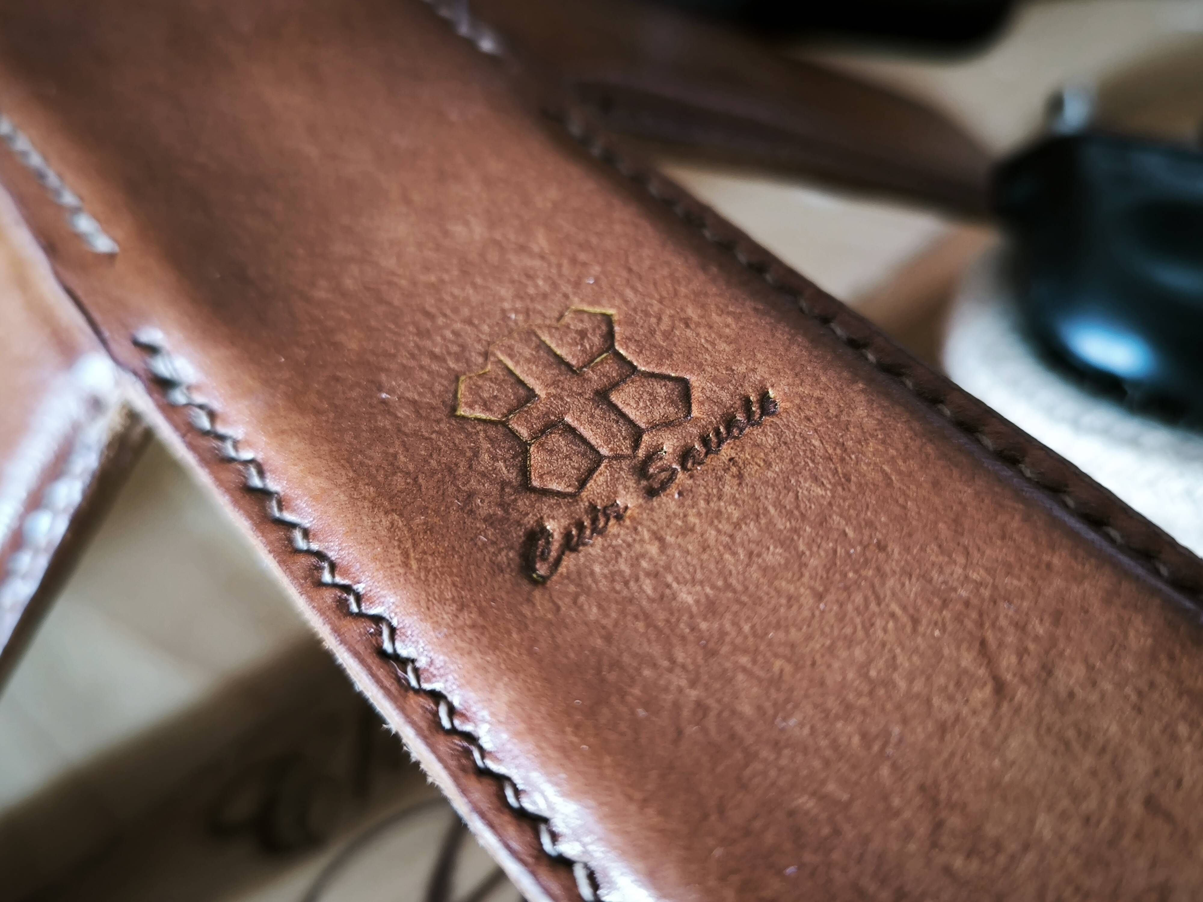 "Organic" Desk Lamp Cognac Italian Vegetable Leather & Aluminium