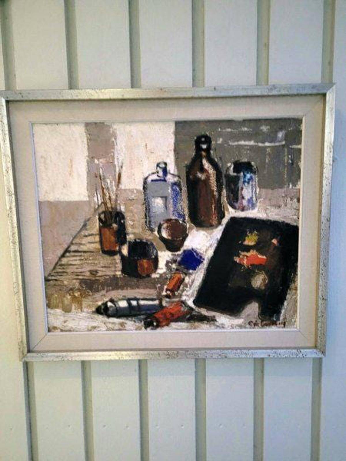 Original Swedish Oil On Canvas – “The Work Table Atelier” By Eric Lundberg