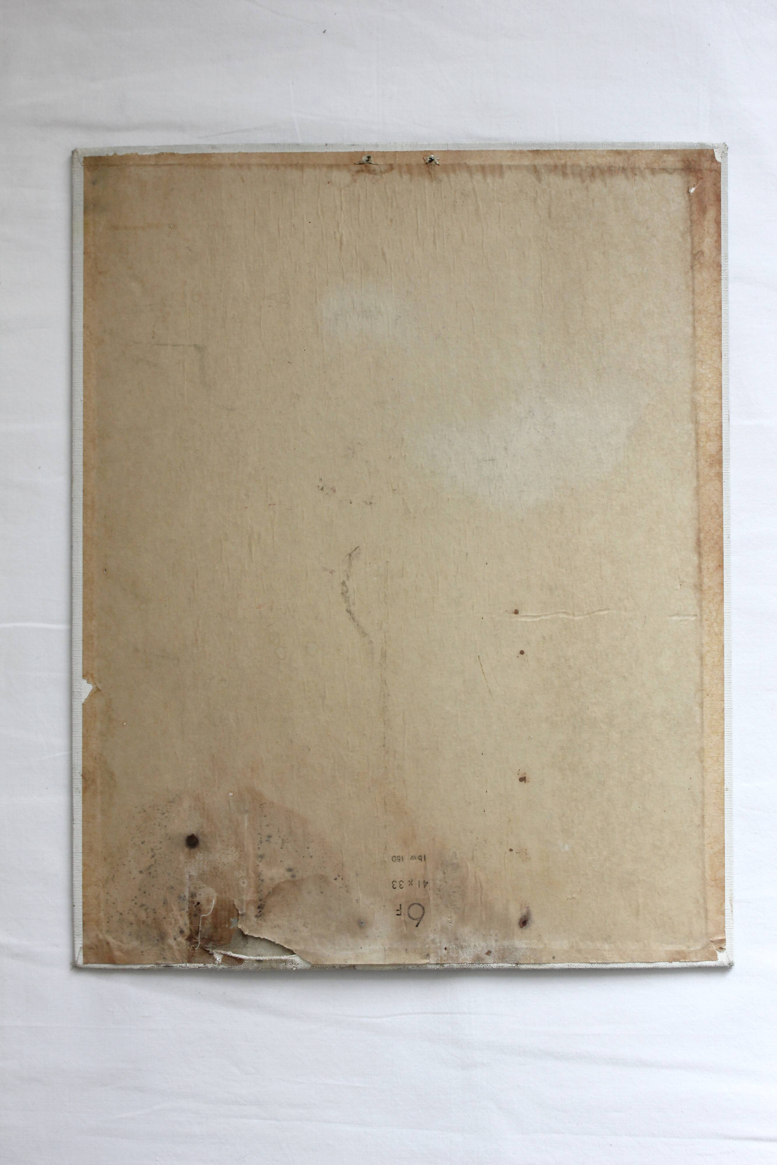 Antique oil painting on cardboard, bouquet of flowers