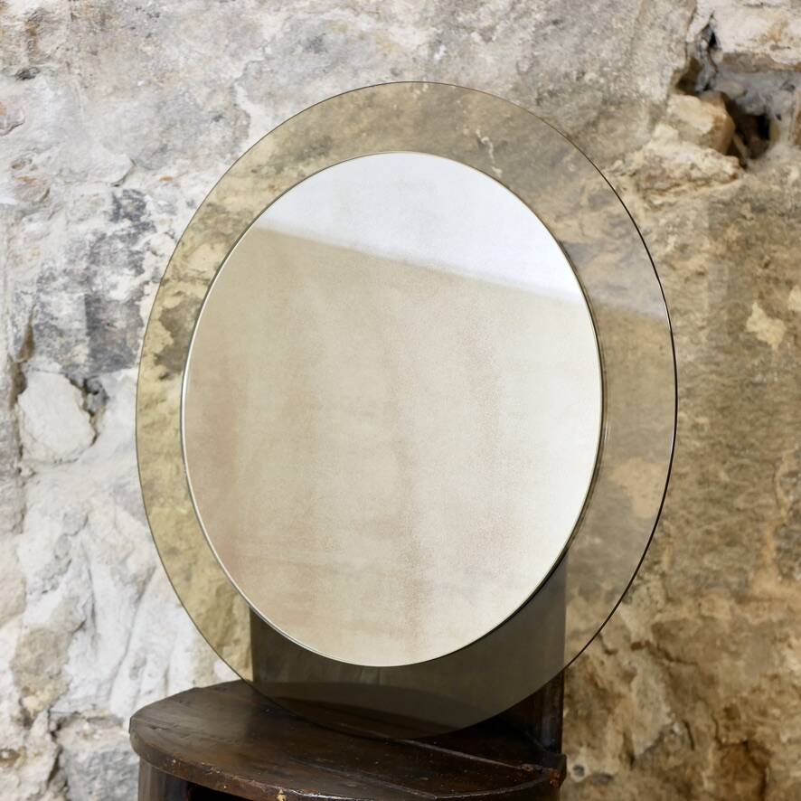 Large miroir rond à double couche par Veca, Italie, 1970s
