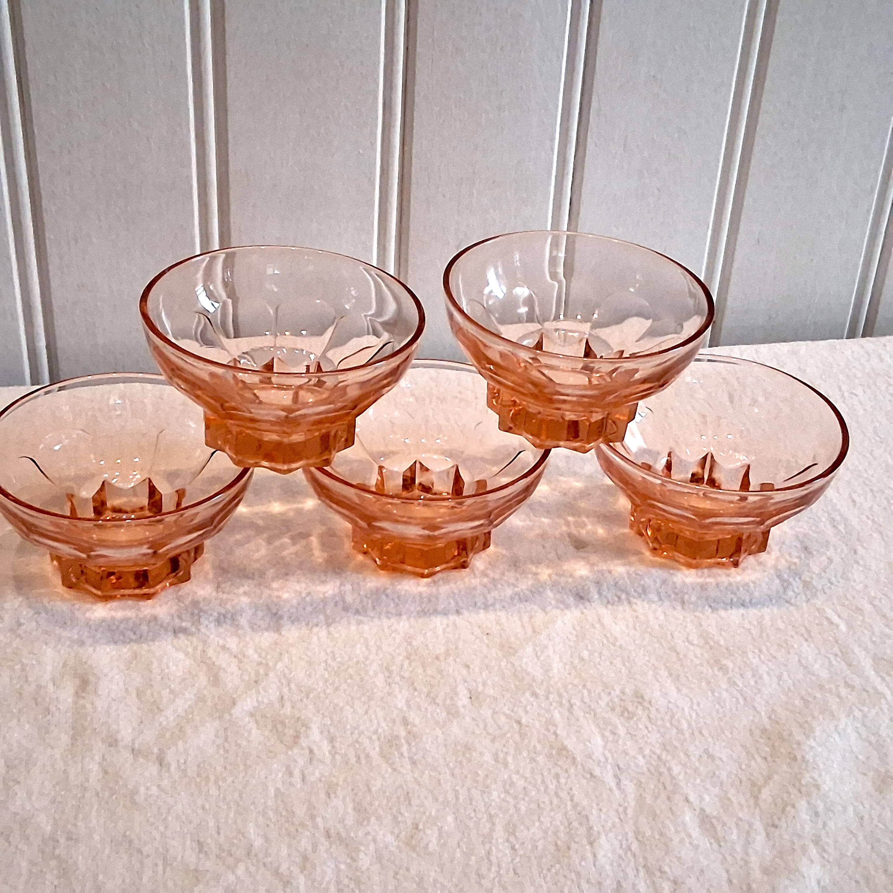 5 vintage thick glass ice cream or champagne coupes