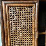 Vintage rattan and caning shelf bookcase