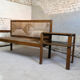 large oak and straw bench, 1930