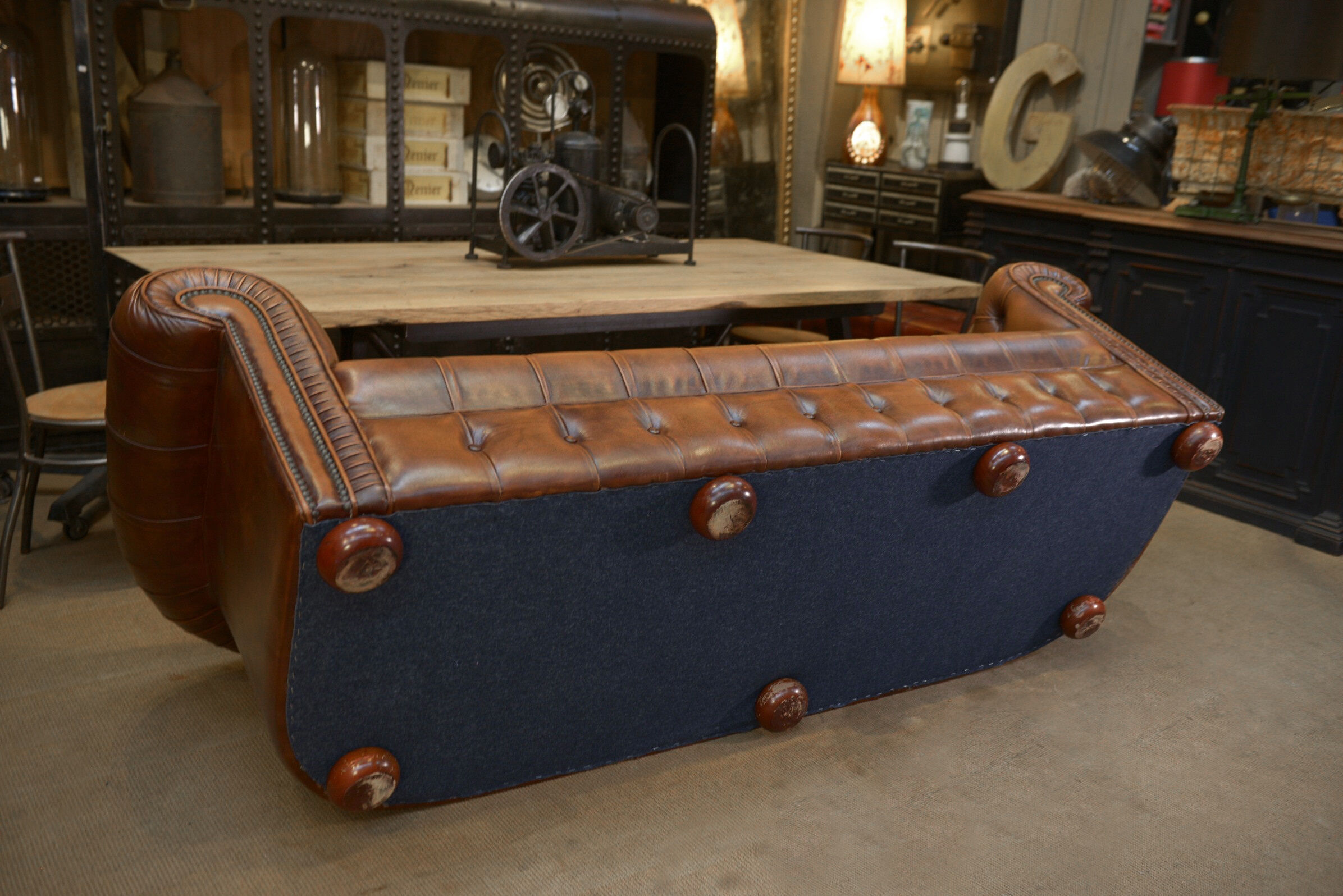 Chesterfield sofa 3 seater Vintage brown leather