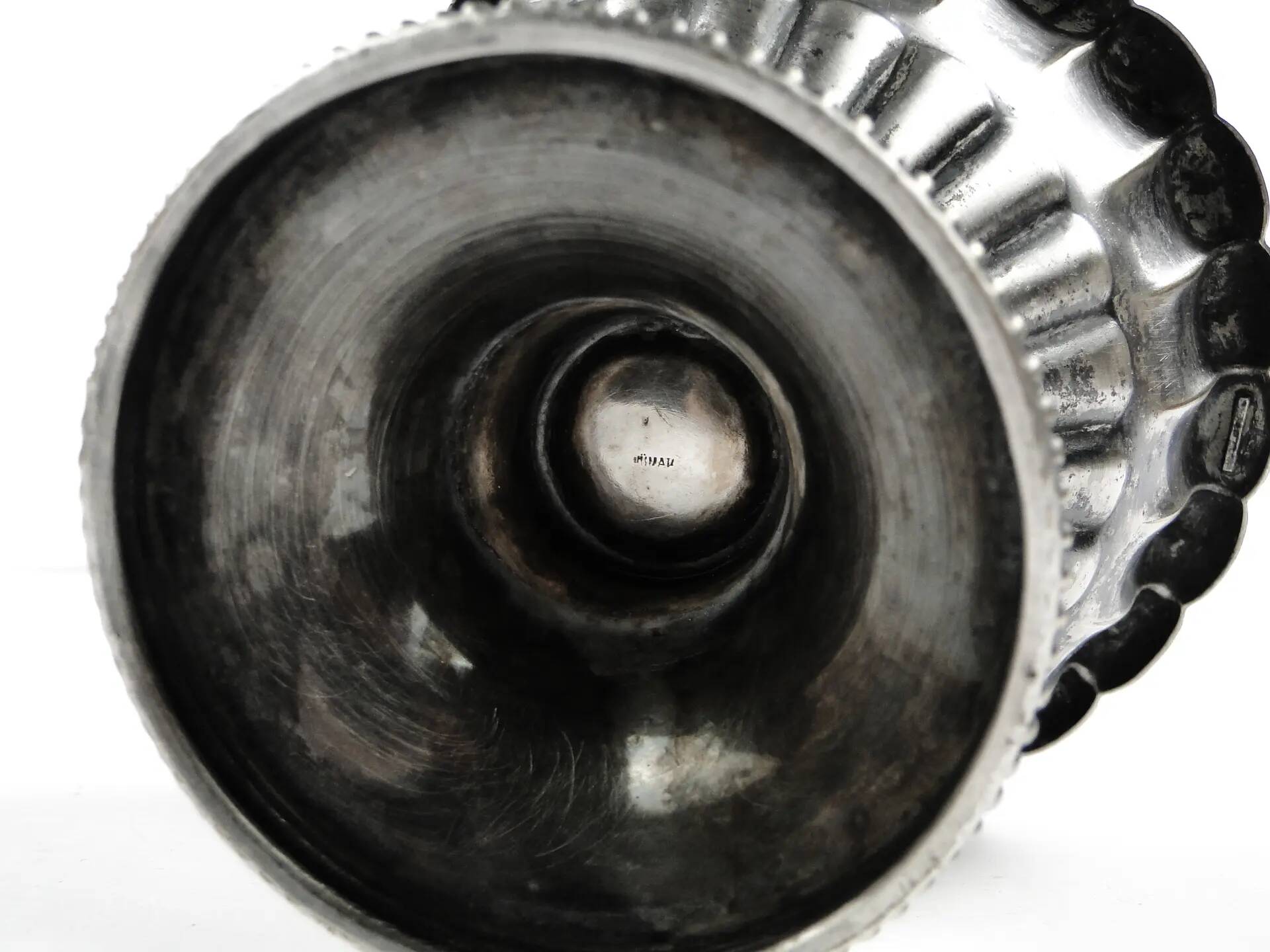 Art Nouveau sugar bowl, pewter or silver-plated metal, Sweden, early 20th century