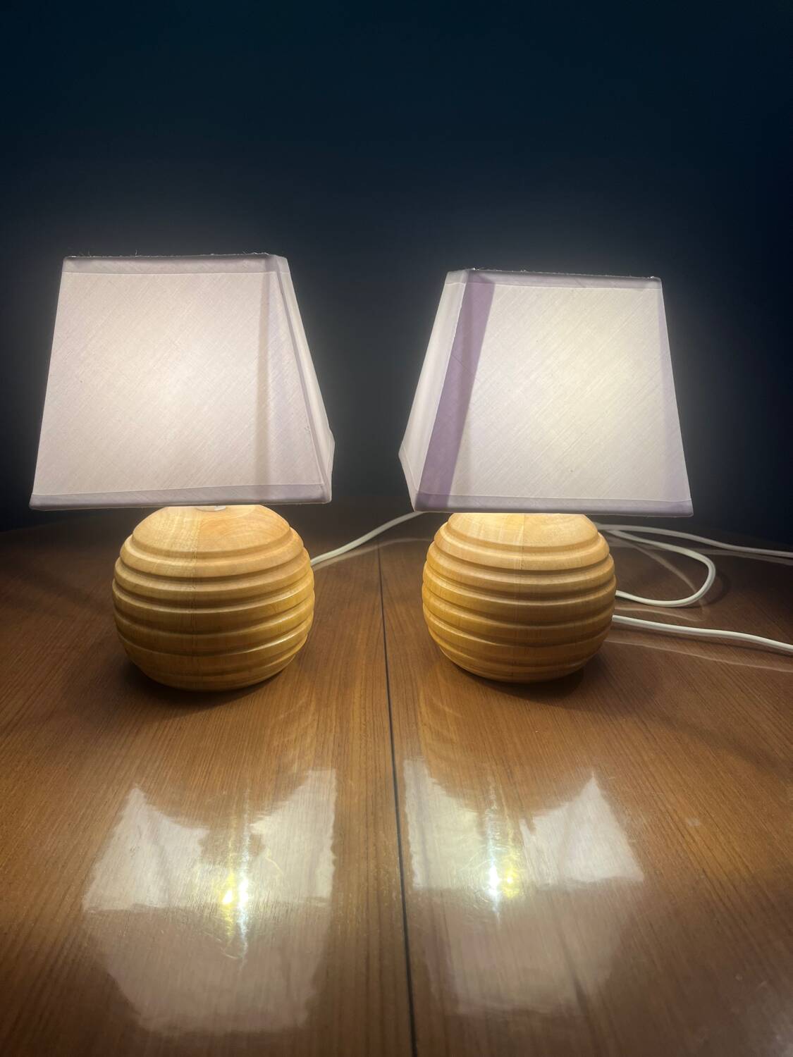 Pair of Laura Ashley solid wood lamp duo