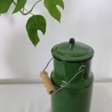 Enamelled metal milk jar, vintage