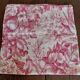 Vintage cotton tablecloth with birds and pink flowers 135 X 145 cm