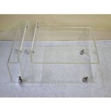 Vintage plexiglass coffee table and magazine rack, 1970s
