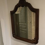 Miroir chantourné ancien, bois et bronze
