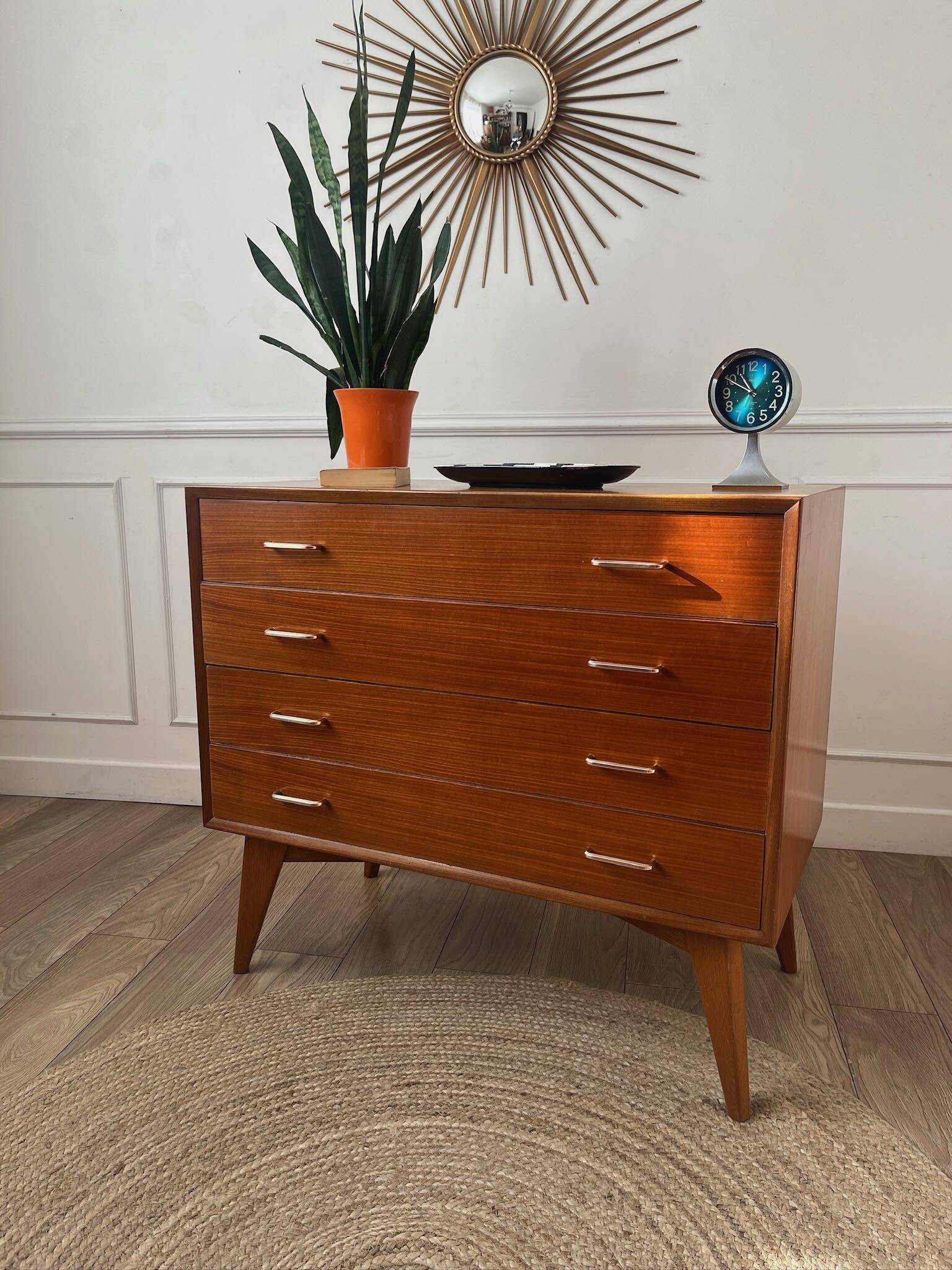 Vintage chest of drawers with compass feet
