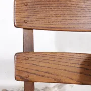 Set of 4 brutalist oak ladderback dining chairs – Netherlands, 1970s