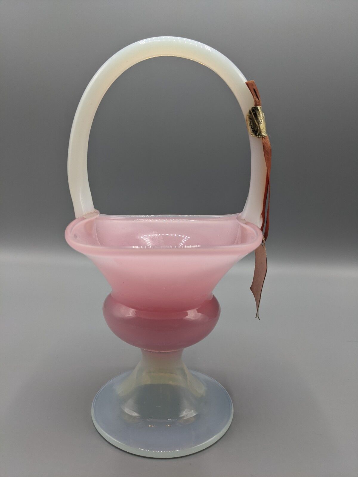 opaline basket, candy pink from Cristaleria La Toscana - H: 20cm