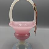 opaline basket, candy pink from Cristaleria La Toscana - H: 20cm