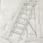 Wooden painter's stepladder in the middle of XX century foldable