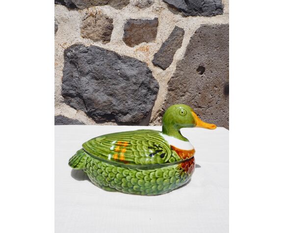 Terrine canard en barbotine vert Michel Caugant