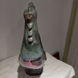 Flamed stoneware rooster signed Rambervillers