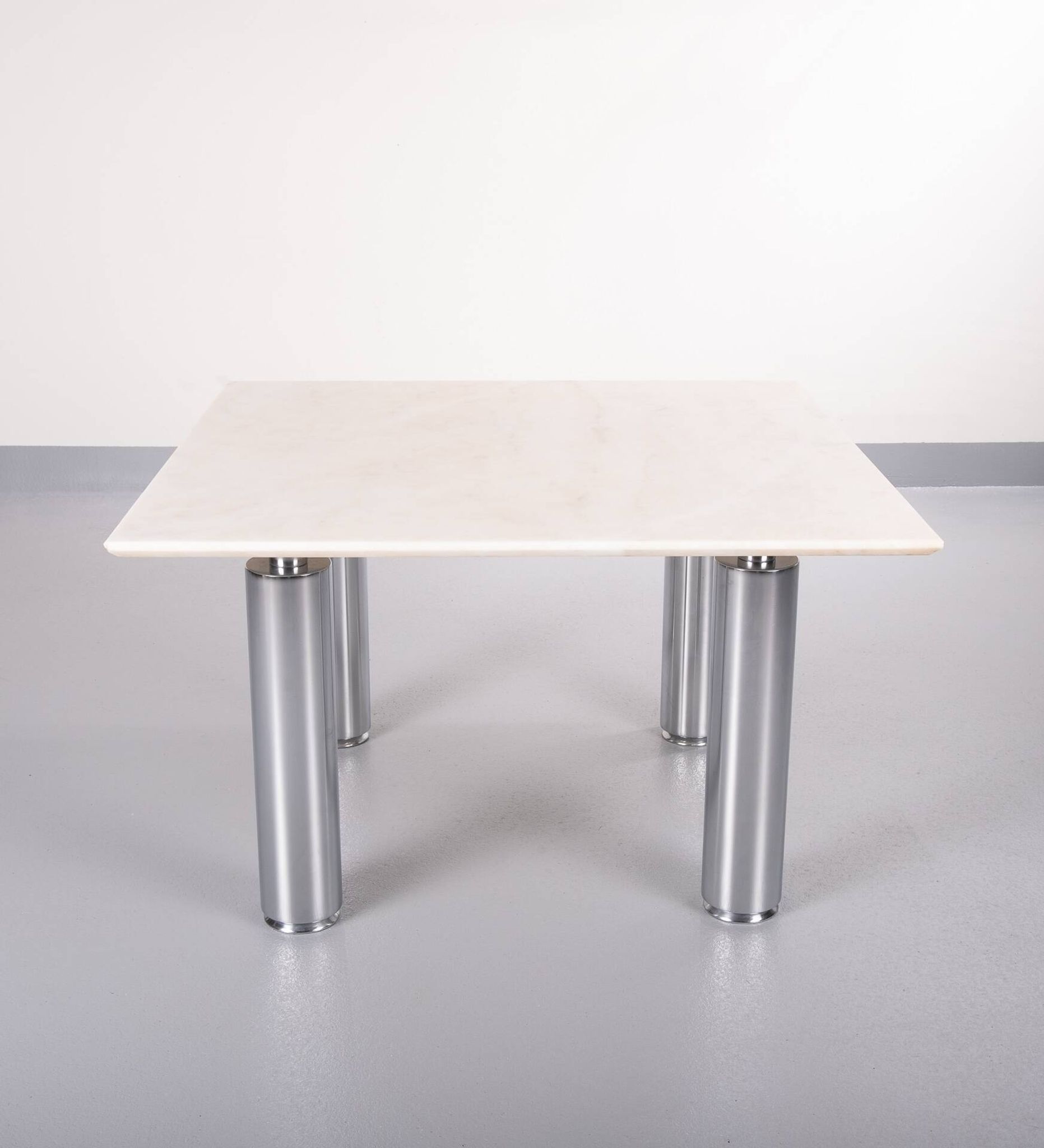 Wolfgang C.R. Mezger Marble on steel coffee table 1980s