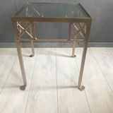 Table d'Appoint Vintage en Verre et Fonte