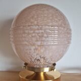Pink Clichy glass globe in touch lamp