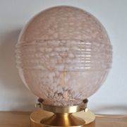 Pink Clichy glass globe in touch lamp