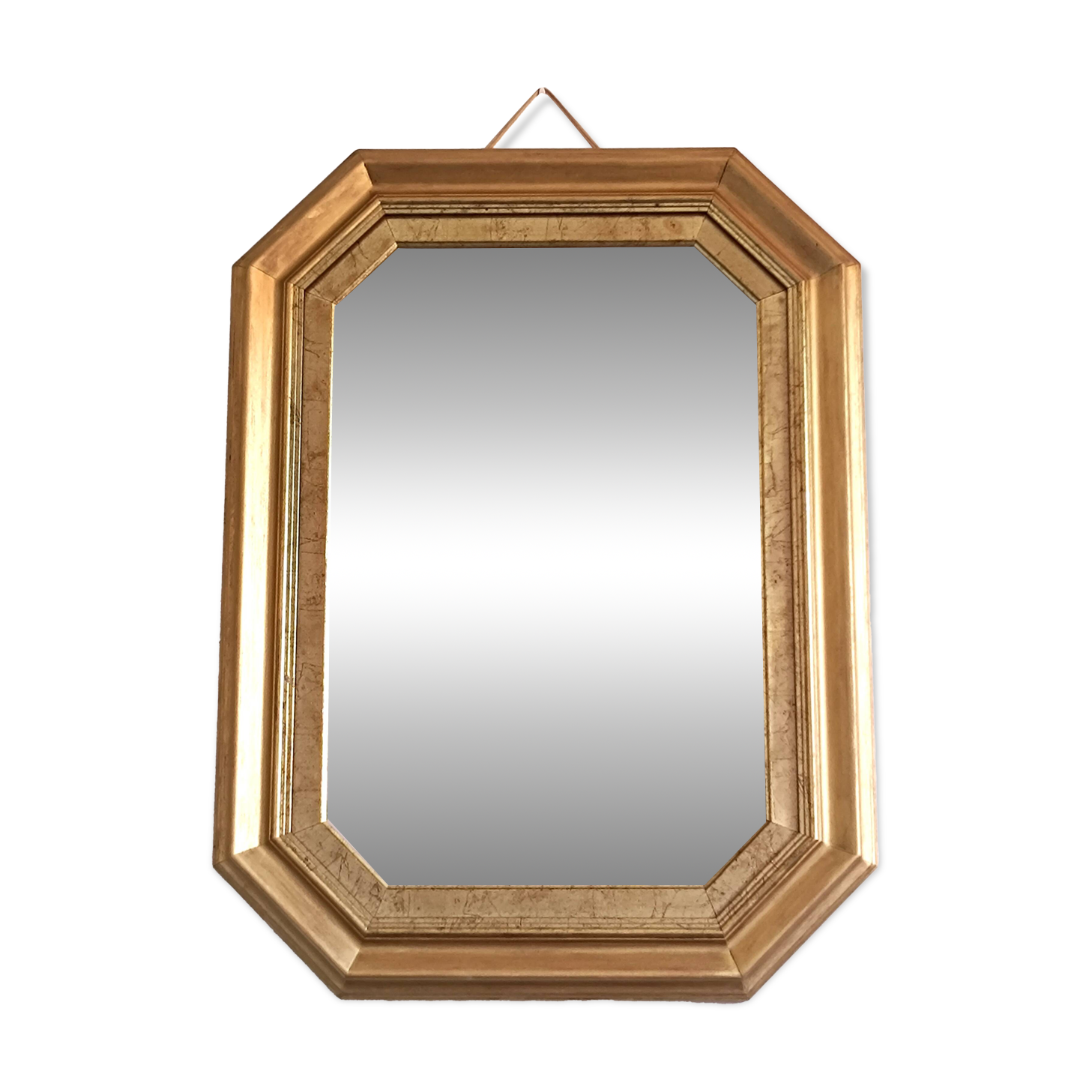 Octagonal gilded wooden mirror