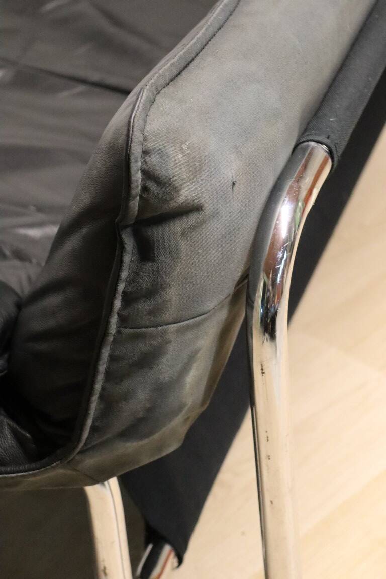 Vintage sofa by Johan Bertil Häggström for Ikéa in leather and chrome metal, 1970s