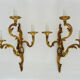 Pair of bronze sconces acanthus leaves with 3 fires Louis XV style