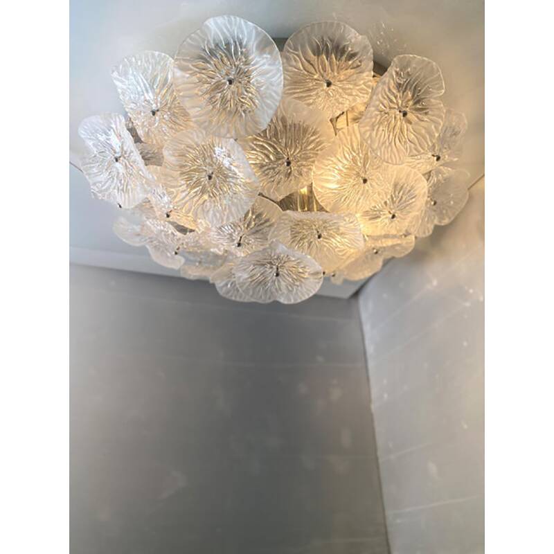 Contemporary Squared "Tronchi" in Venini Style Murano Glass Sputnik Flush Mount