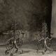 Pair of French wrought iron candelabra from the 19th century.