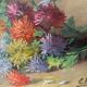 Nineteenth century painting HSP "Jetty of flowers" signed E. May + frame