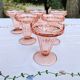 Suite of 6 pink glass ice cream bowls 70s/80s