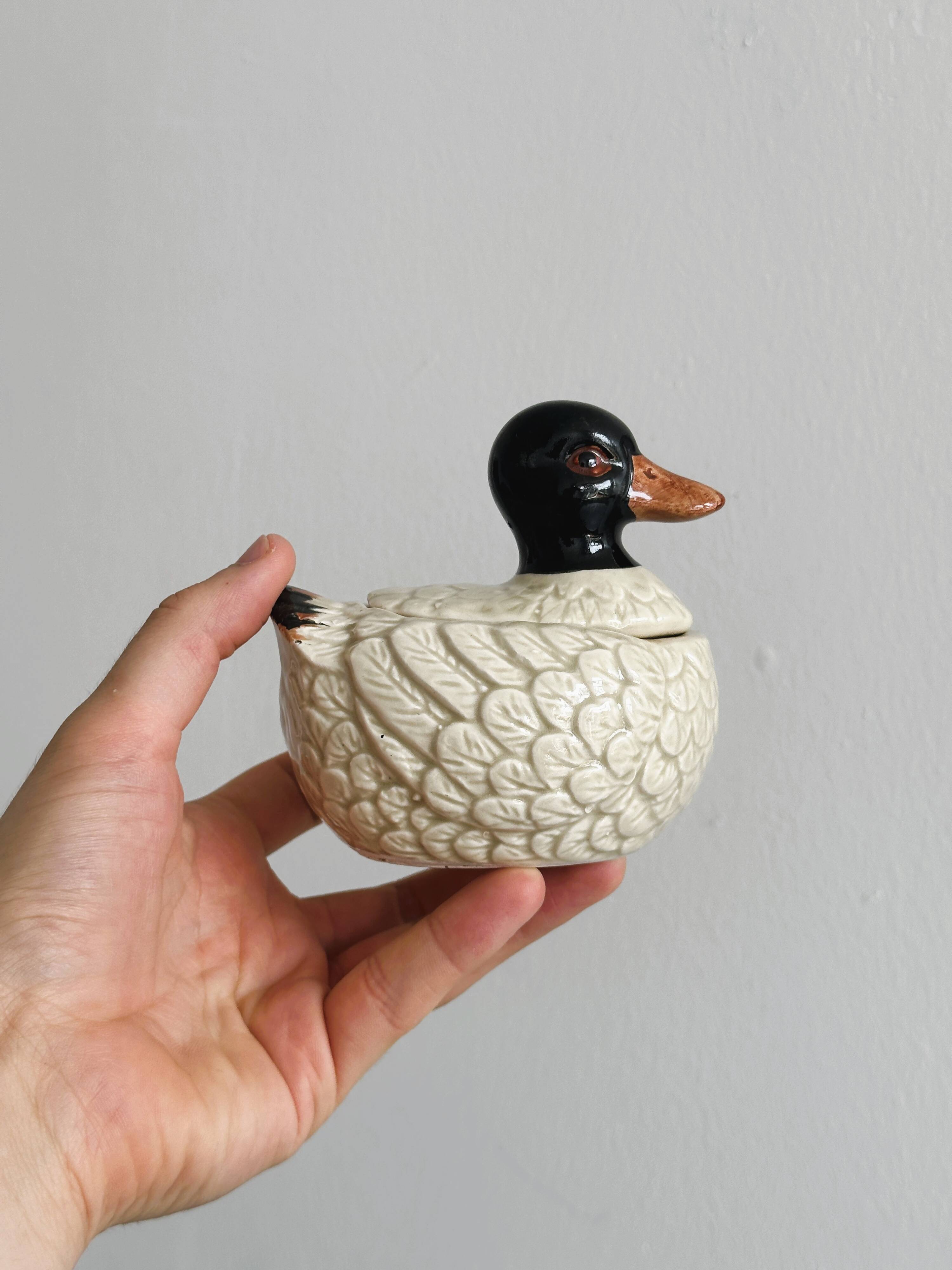 Duck mustard pot, kitchen decor, small jam pot.
