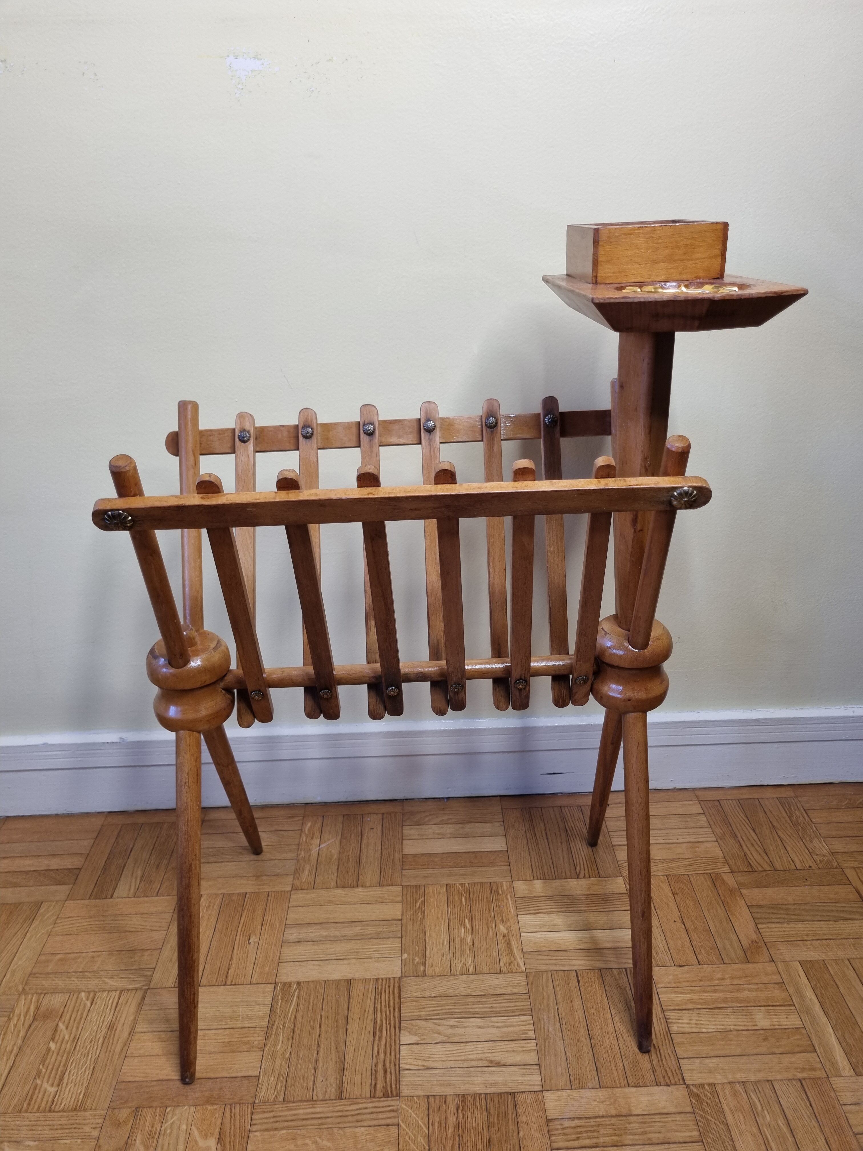 Magazine door and empty wooden pocket, vintage