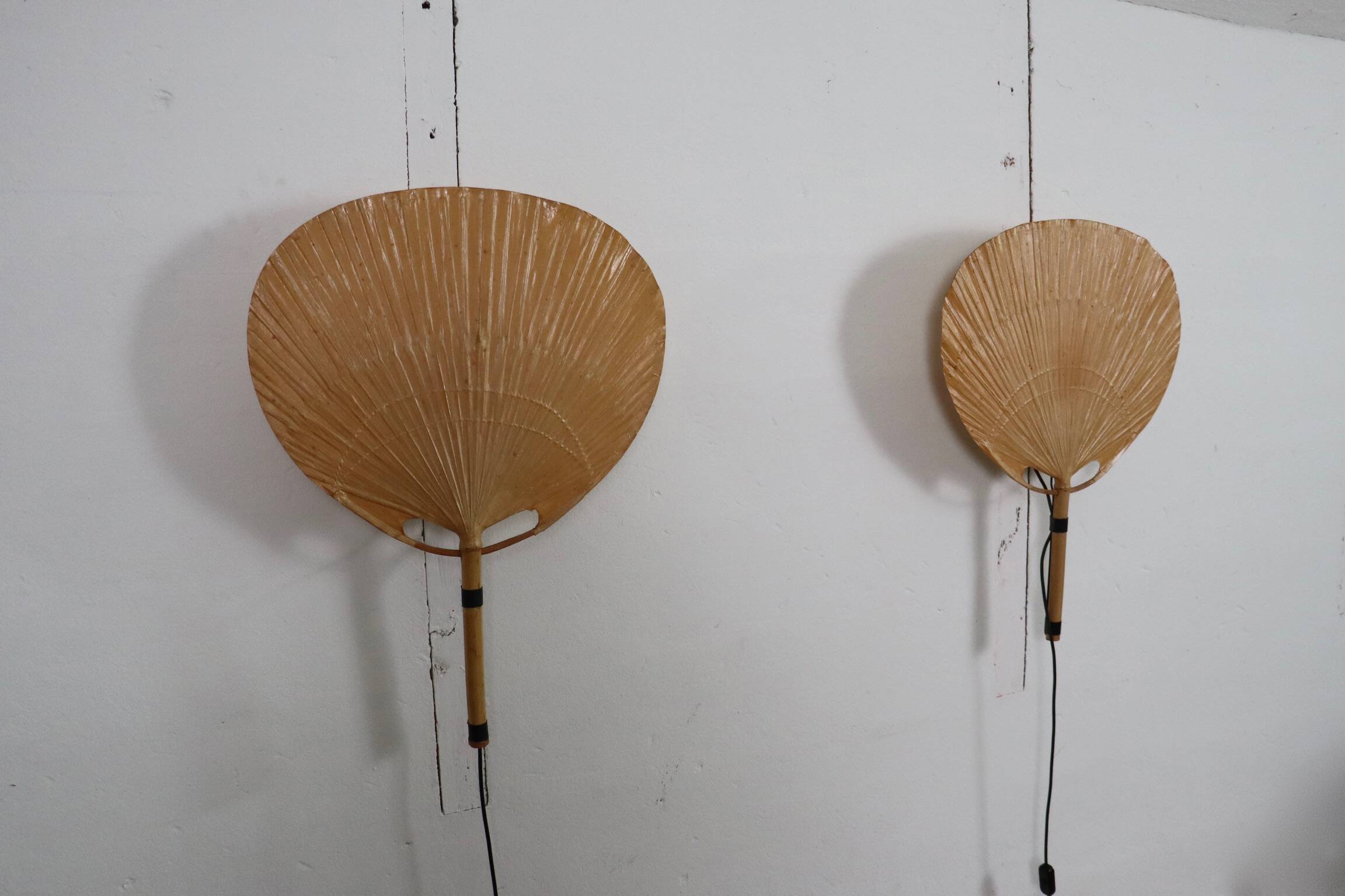 Pair Of Ingo Maurer Uchiwa III Wall Lamps For M-Design, 1973