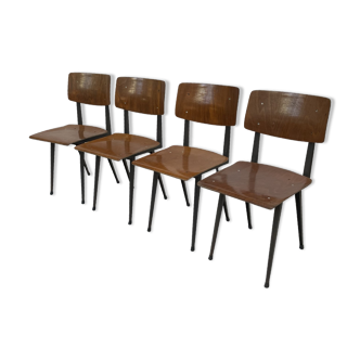 Lot de 4 chaises d’école Marko Holland, années 60