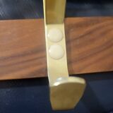 Scandinavian design coat hook in teak and gold aluminum