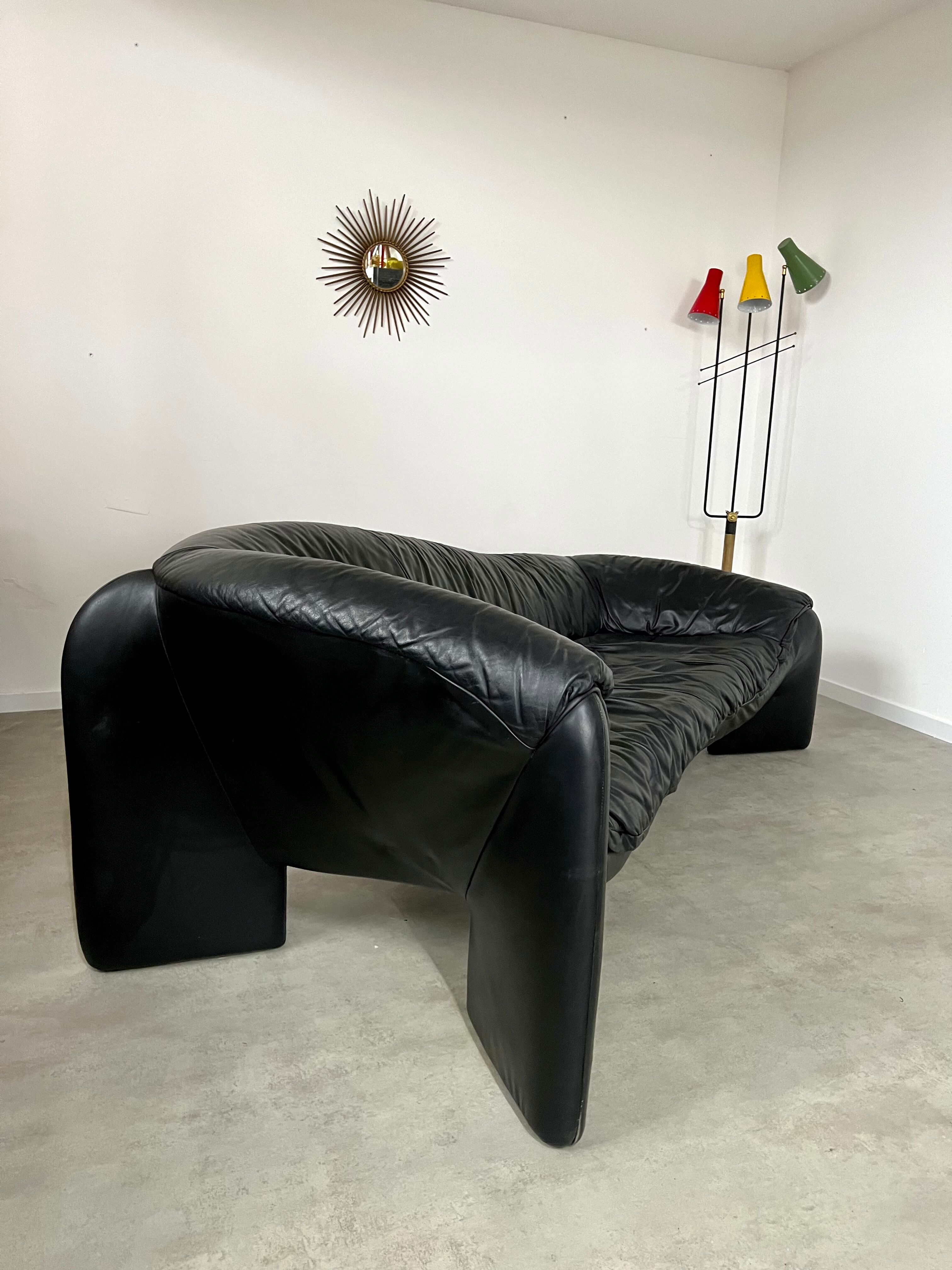 Old leather sofa design Strassle Collection of the 80