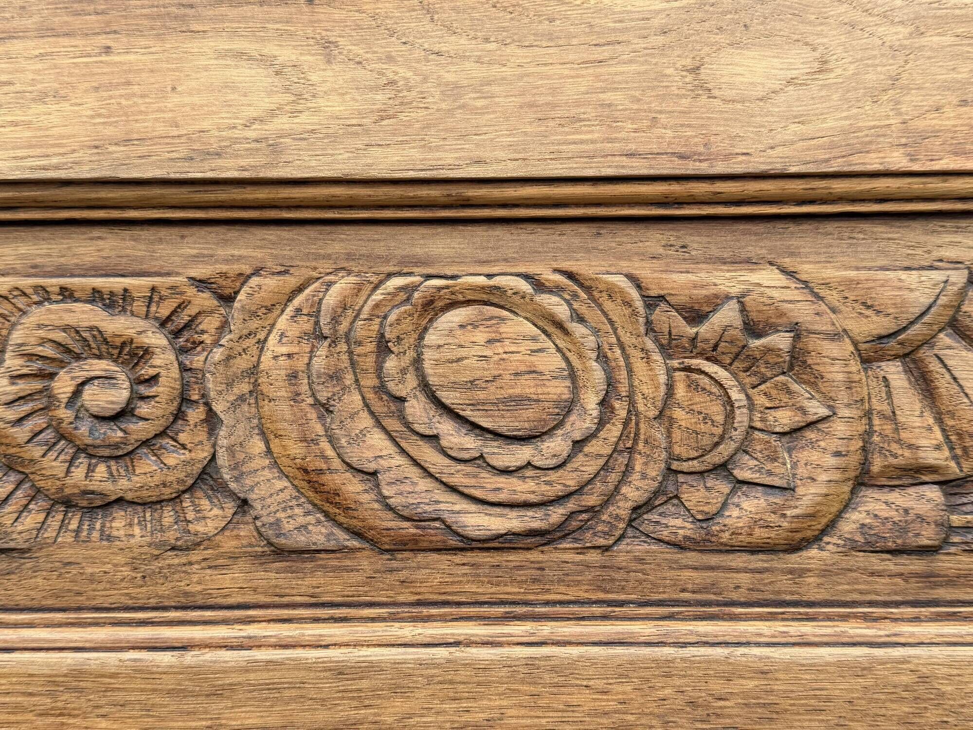 Art Deco bonnetière wardrobe from Paris in raw and solid oak.