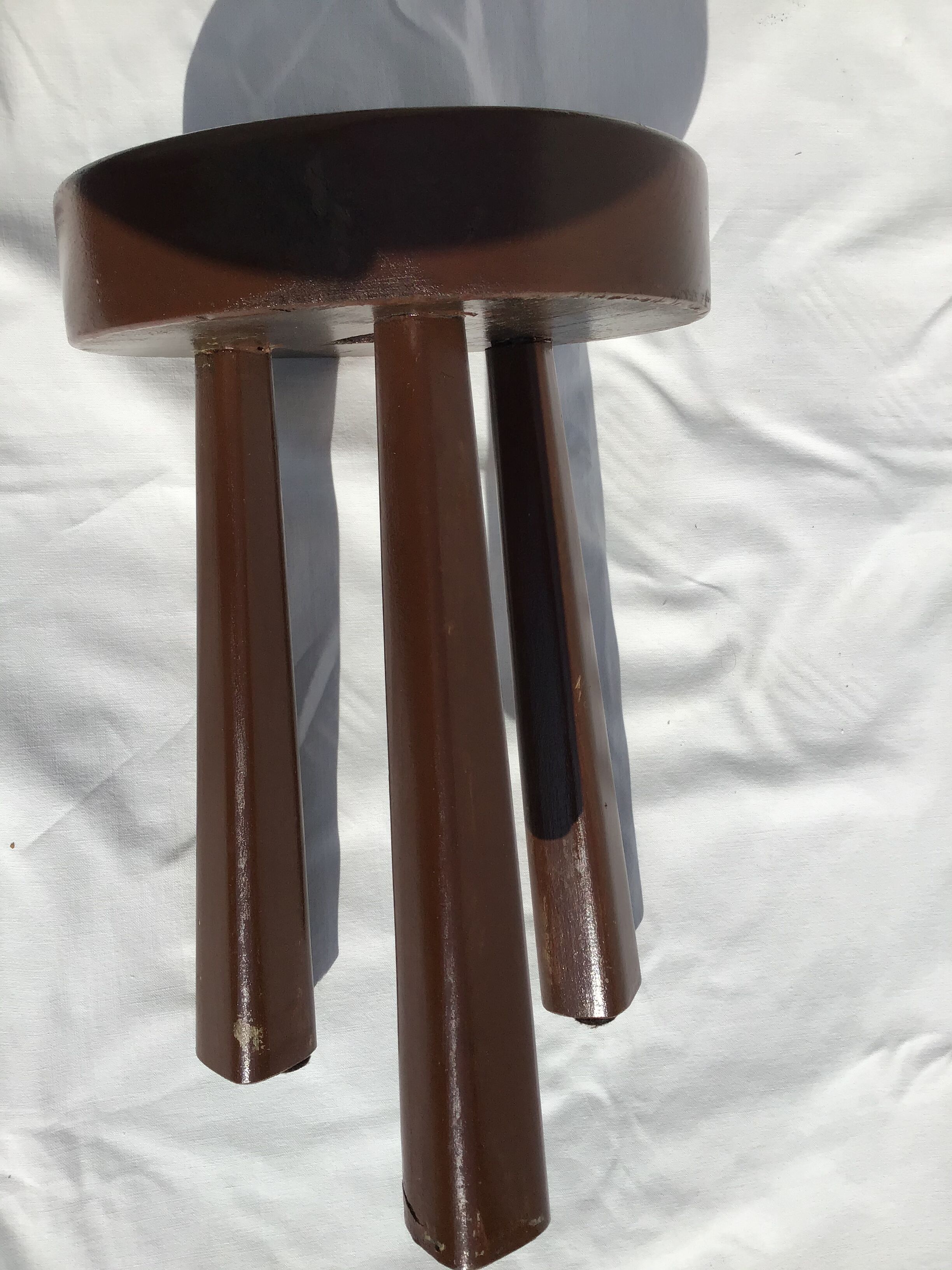 Painted wooden tripod stool