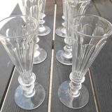 6 Baccarat crystal champagne flutes / Saint Louis / 8 facets