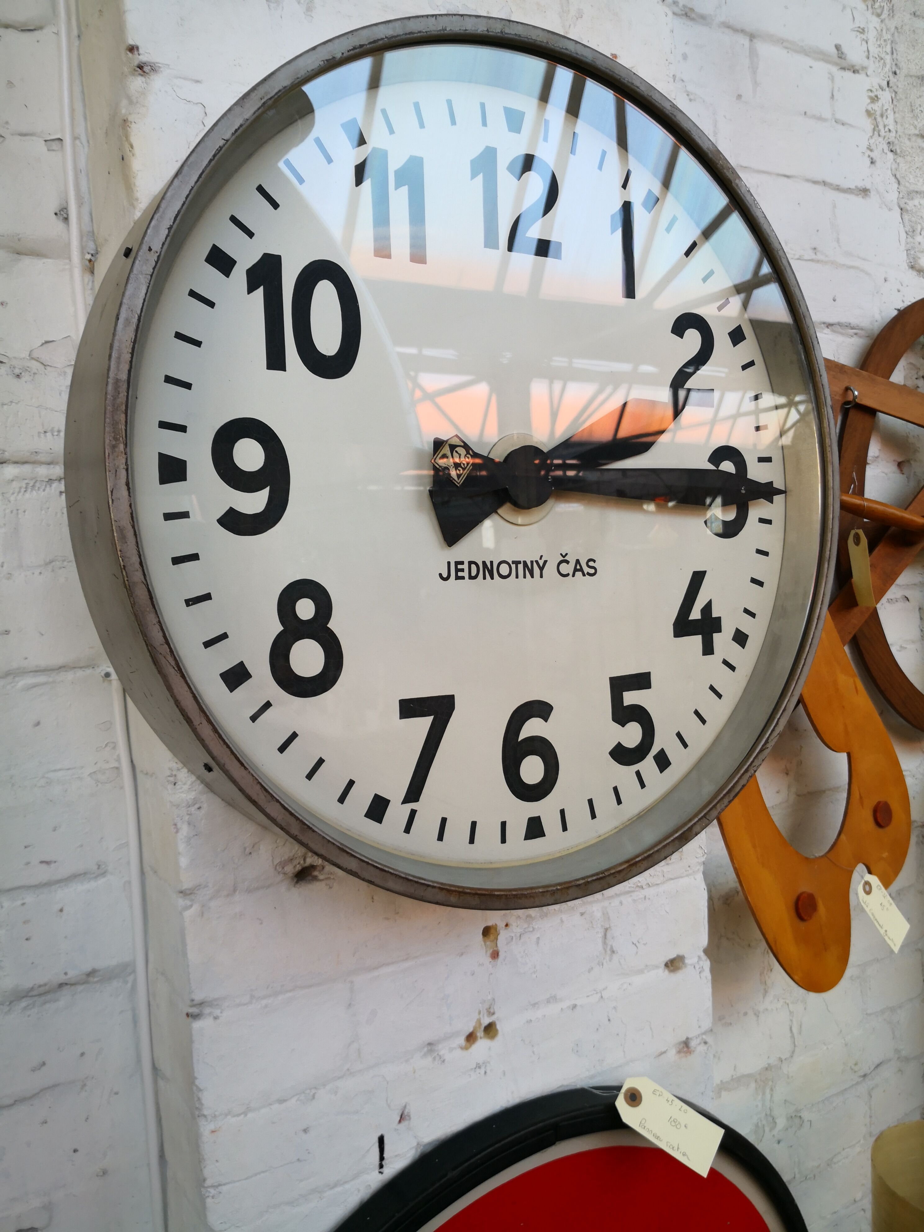 Czech station clock, pragueron, industrial style, 1960s