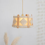 Vintage pendant lamp in wood and wool