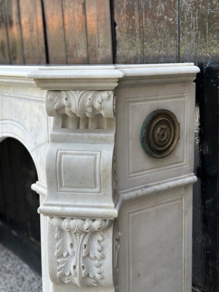 Napoleon III fireplace in Carrara marble, circa 1880