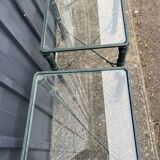 Pair of metal and glass side tables, coffee tables