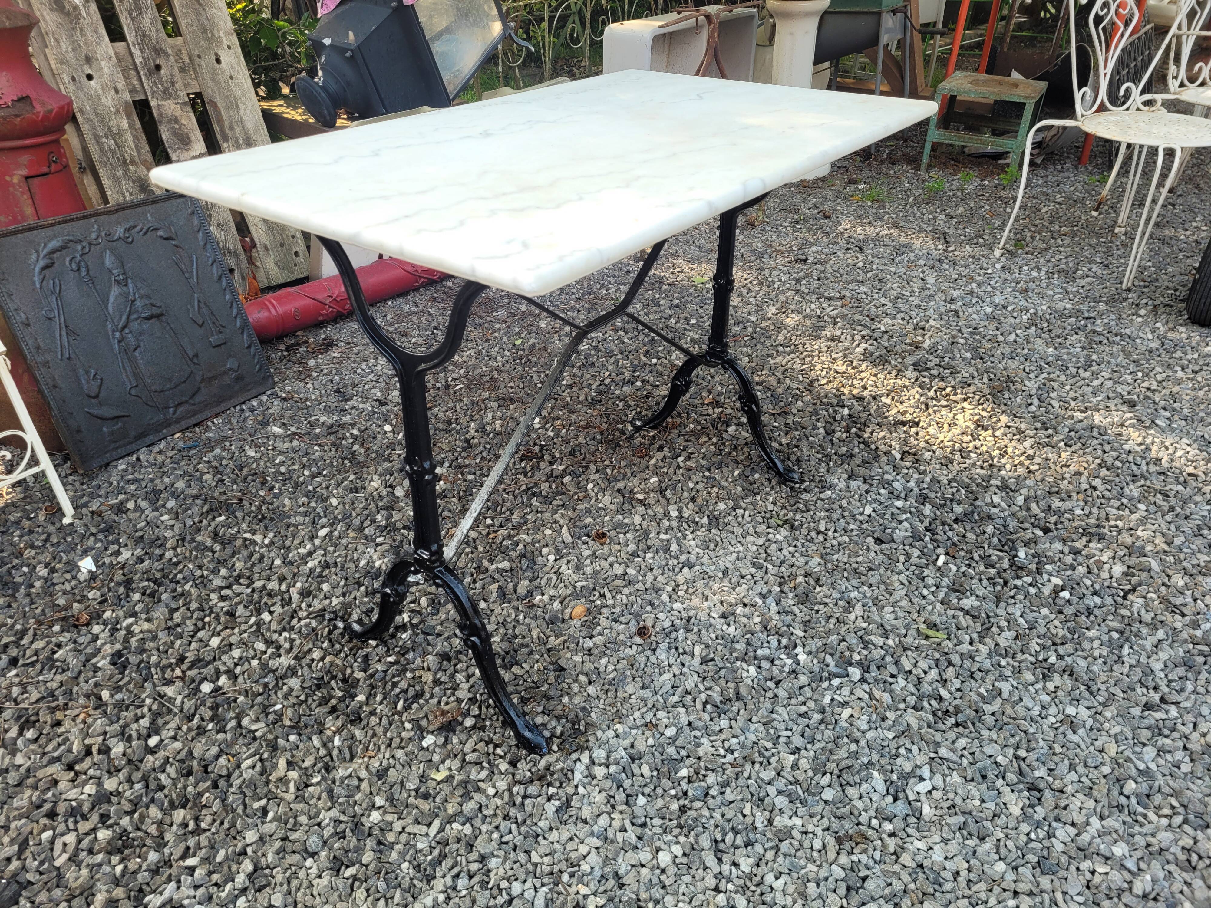 Bistro table top marble foot cast iron
